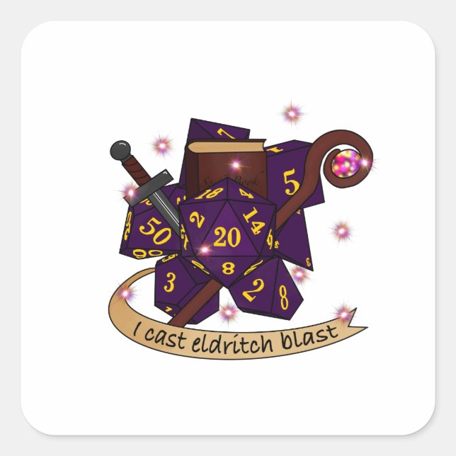 Adesivo Quadrado Design de Dice de Warlock (Frente)