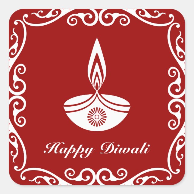 Adesivo Quadrado Design de Diwali decorativo personalizado (Frente)