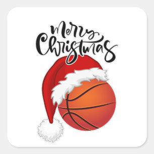 Adesivo Quadrado Design de fã de basquete do Xmas legal Feliz Nata