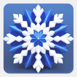 Adesivo Quadrado Design de Floco de Neve Branco Detalhado