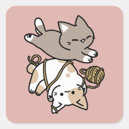 Adesivo Quadrado Design de Gatos Fofos e Divertidos – Arte Divertid