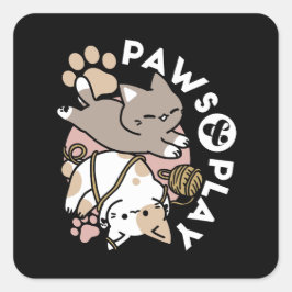 Adesivo Quadrado Design de Gatos Fofos e Divertidos – Patas Diverti