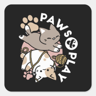 Adesivo Quadrado Design de Gatos Fofos e Divertidos – Patas Diverti