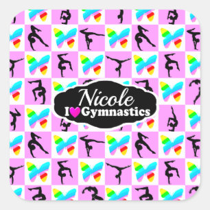 Adesivo Quadrado DESIGN DE GINÁSTICA DE PILHA bonito