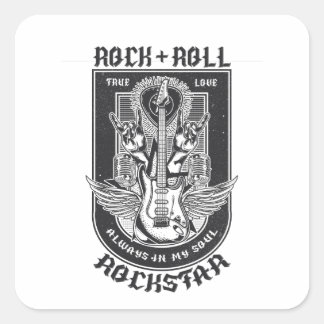 Adesivo Quadrado Design de Guitar Rock