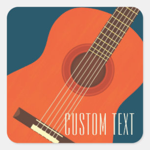 Adesivo Quadrado Design de ilustração de guitarra/Música