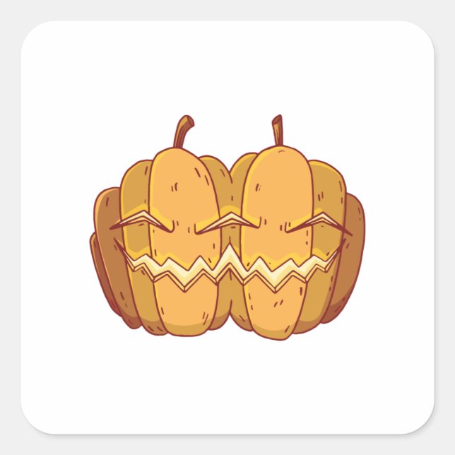 Adesivo Quadrado Design de Jack O Lantern para Halloween (Frente)