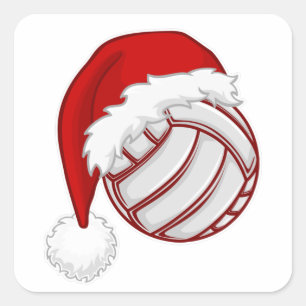 Adesivo Quadrado Design de Legal de vôlei do Xmas  Feliz Natal