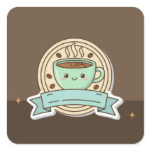 Design de Logo de Xícara de Café Kawaii Fofo - Pas