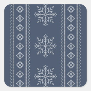 Adesivo Quadrado Design de natal com floco de neve azul