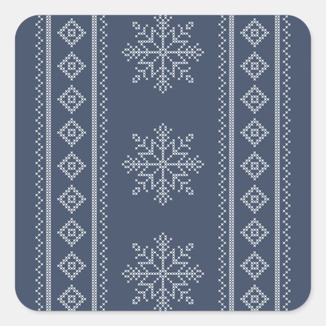 Adesivo Quadrado Design de natal com floco de neve azul (Frente)
