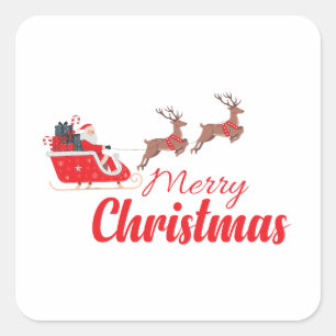Adesivo Quadrado Design de Natal e renas