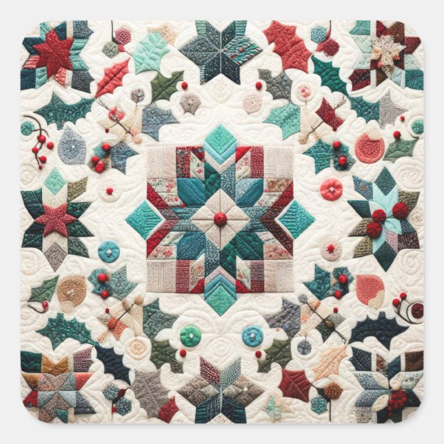 Adesivo Quadrado Design de Natal Inclinado (Frente)