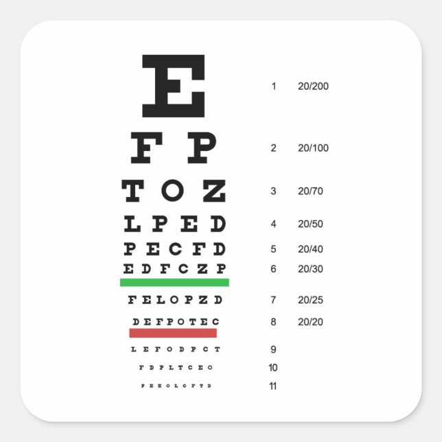 Adesivo Quadrado Design de Optometria Testada por Gráfico de Olhos (Frente)