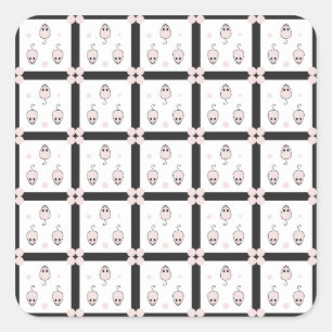Adesivo Quadrado Design de padrão contínuo de rato rosa - Decoração