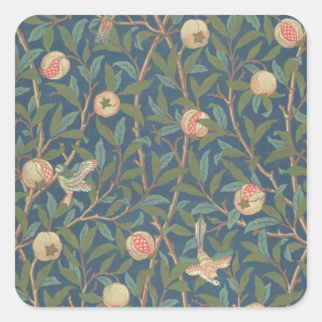 Adesivo Quadrado design de papel de parede 'pássaro e pomegranato', (Frente)