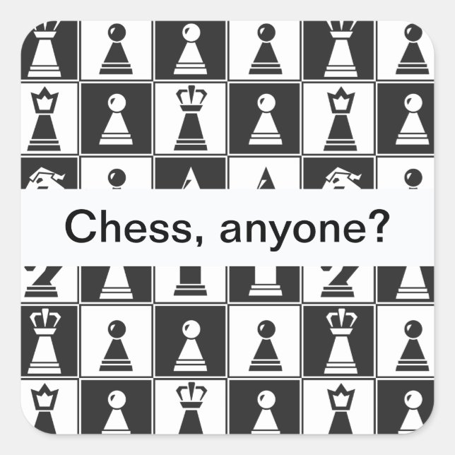 Adesivo Quadrado Design de Peças de Xadrez (Frente)