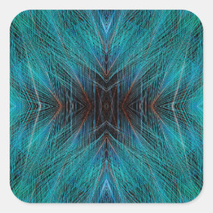 Adesivo Quadrado Design de Pena Fractal Ave do Paraíso