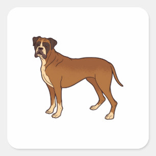 Adesivo Quadrado Design de Raça de Cachorro Boxer Marrom Bom