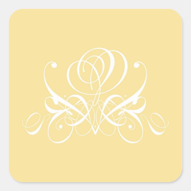 Adesivo Quadrado Design de Rosa de Floreio Branco (Frente)