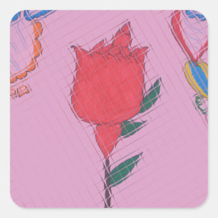Adesivo Quadrado Design de Rosa especial