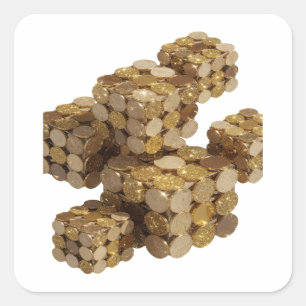 Adesivo Quadrado Design de Rótulo Abstrato Dourado Personalizado