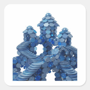 Adesivo Quadrado Design de rótulo CASTELO AZUL Fofo