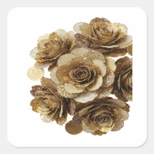 Adesivo Quadrado Design de rótulo Dynamic Silver GOLDEN ROSES