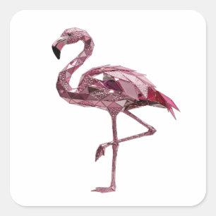 Adesivo Quadrado Design de rótulo FLAMINGO Prata Vibrante