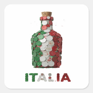 Adesivo Quadrado Design de rótulo ITALIA Verde Esbelto