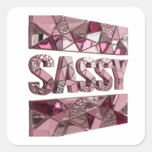 Adesivo Quadrado Design de rótulo rosa personalizado SASSY