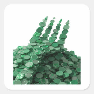 Adesivo Quadrado Design de rótulo Verde Vibrante GREEN COINS