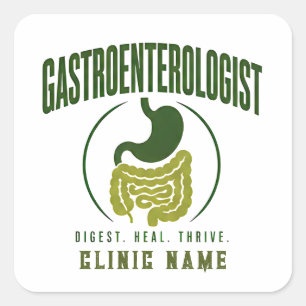 Adesivo Quadrado Design de Saúde Digestiva Gastroenterologista