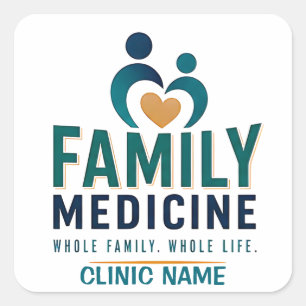 Adesivo Quadrado Design de Saúde em Medicina de Família
