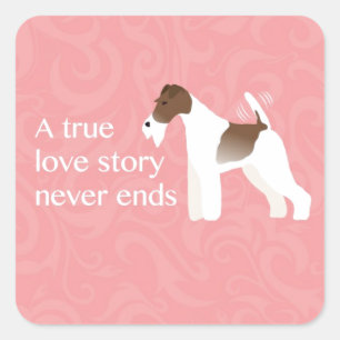 Adesivo Quadrado Design de Silhueta Minimalista de Fox Terrier com