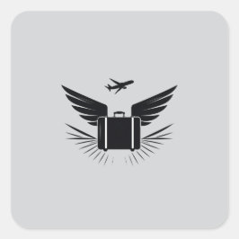 Adesivo Quadrado Design de silhueta preta de uma mala viagem