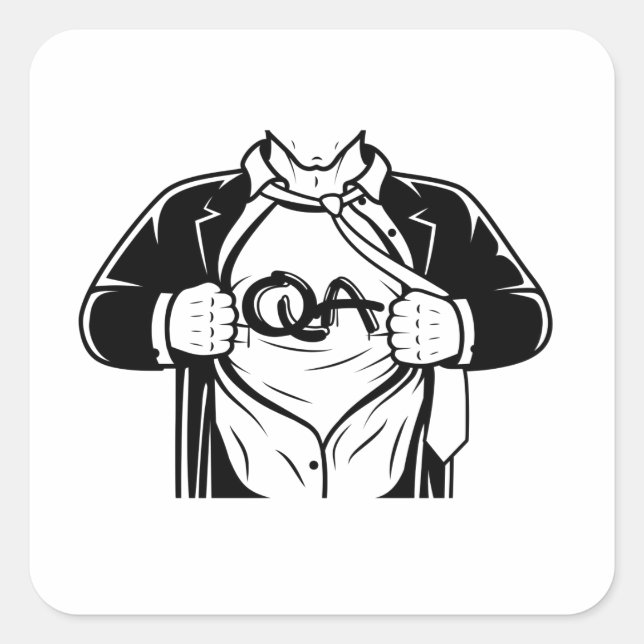 Adesivo Quadrado Design de teste de garantia de qualidade de supers (Frente)