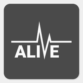 Adesivo Quadrado Design de texto Alive Heartbeat