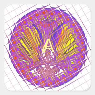 Adesivo Quadrado Design de texto de logotipo colorido letra A