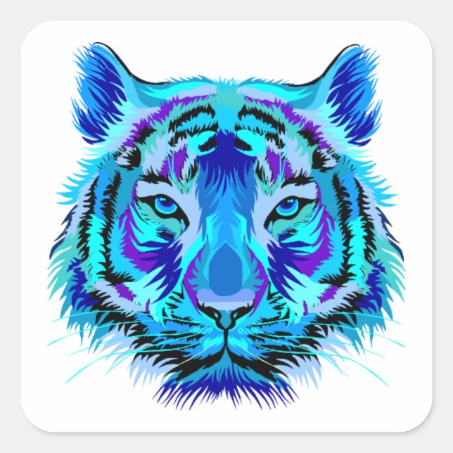Adesivo Quadrado Design de tigre multicolorido (Frente)