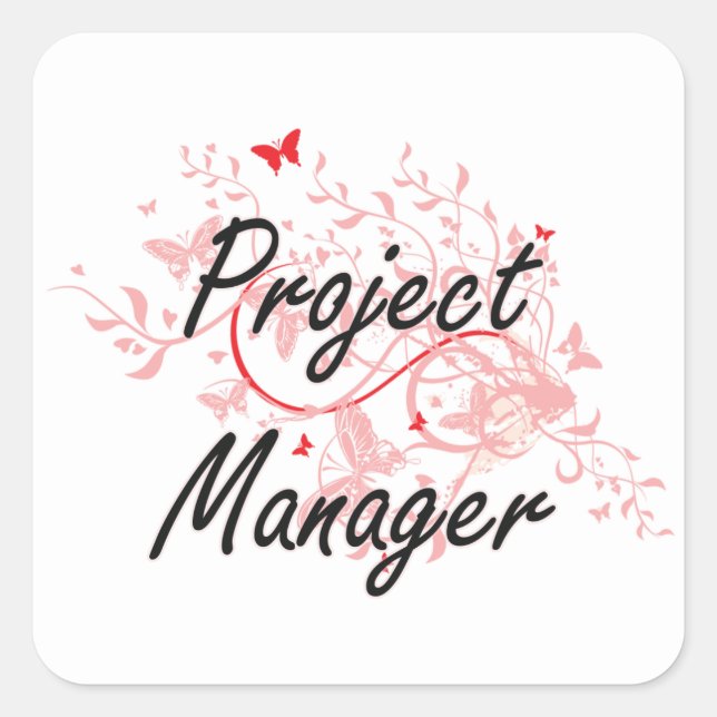 Adesivo Quadrado Design de Trabalho Artístico do Project Manager co (Frente)