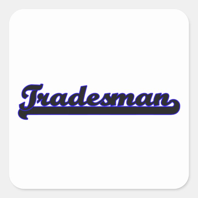 Adesivo Quadrado Design de Trabalho Clássico do Comerciante (Frente)
