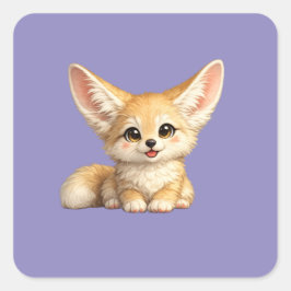 Adesivo Quadrado Design de Vibrações Positivas de Raposa Fennec Fel
