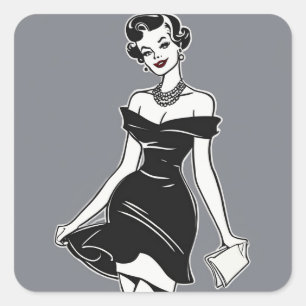 Adesivo Quadrado Design de Vintage LBD sofisticado