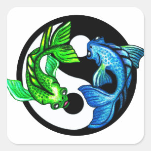 Adesivo Quadrado Design de Yin-Yang Koi