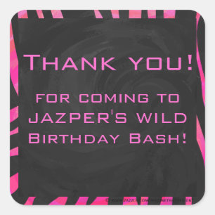 Adesivo Quadrado Design de zebra preto e rosa quente