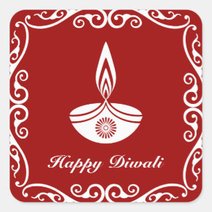Adesivo Quadrado Design decorativo personalizado de Diwali