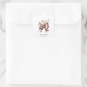 Adesivo Quadrado Design do Chá de fraldas do Ninho de Aquarela Rosa