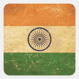 Adesivo Quadrado Design do Indian Flag Vintage Grunge