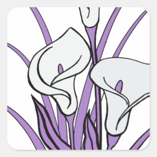 Adesivo Quadrado Design do lírio de Calla